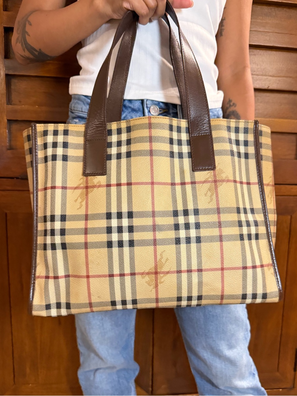Burberry London Vintage Check Tote Bag